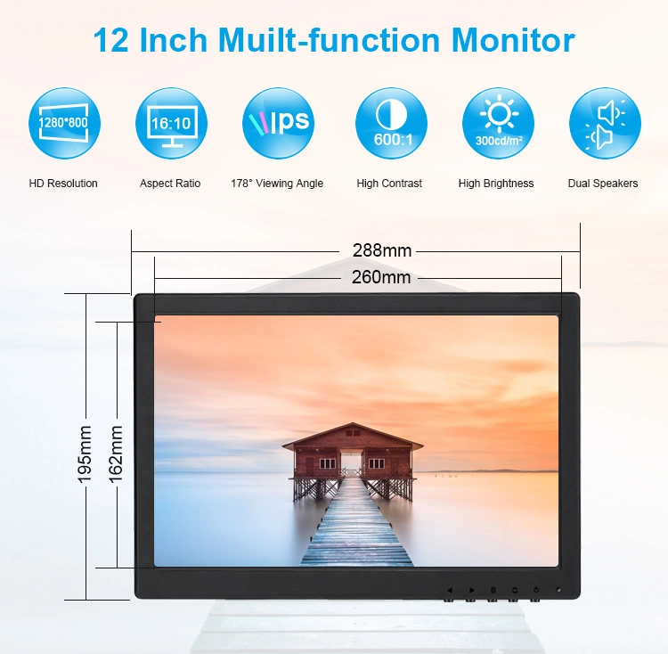 12inch Capacitive Touch Screen Monitor LCD Display with VGA/HDMI/AV/BNC/USB Interface